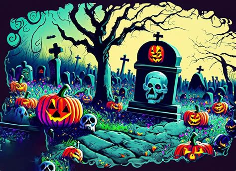 Premium AI Image | Halloween graveyard concept