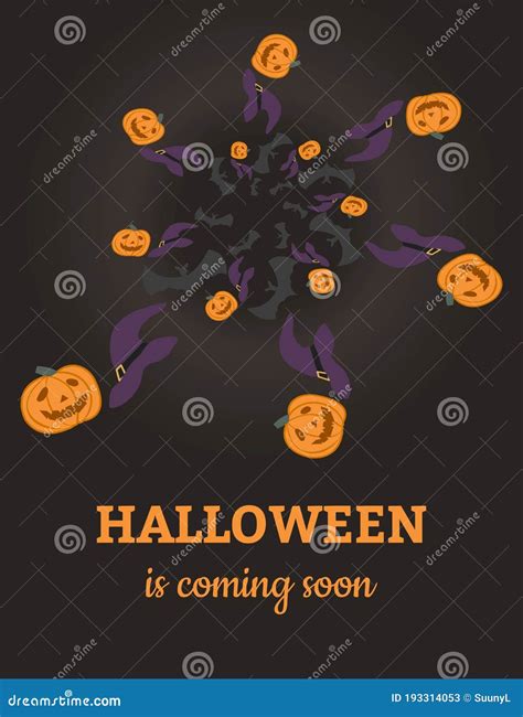 Halloween Is Coming Soon Holiday Background With Bat Pumpkin Hat Of