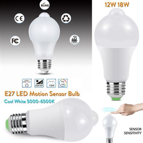 PIR Infrared Motion Sensor LED Bulb Light E27 12W 18W 110V 220V Cool