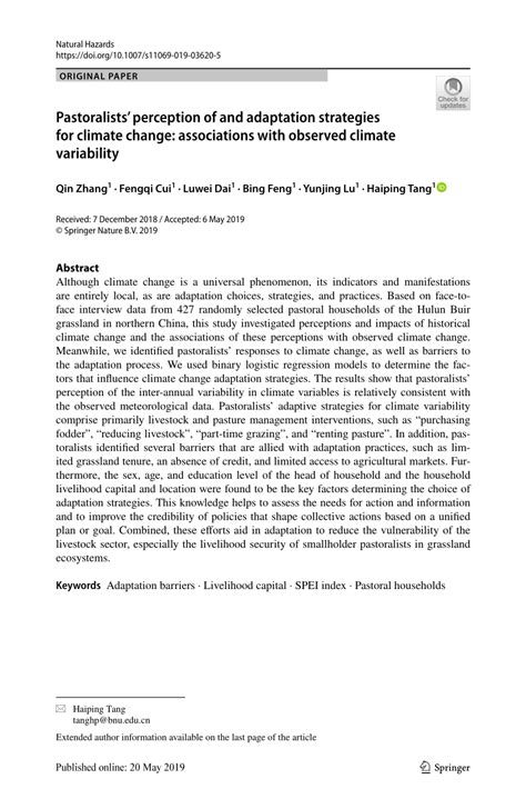 (PDF) Pastoralists’ perception of and adaptation strategies for climate ...