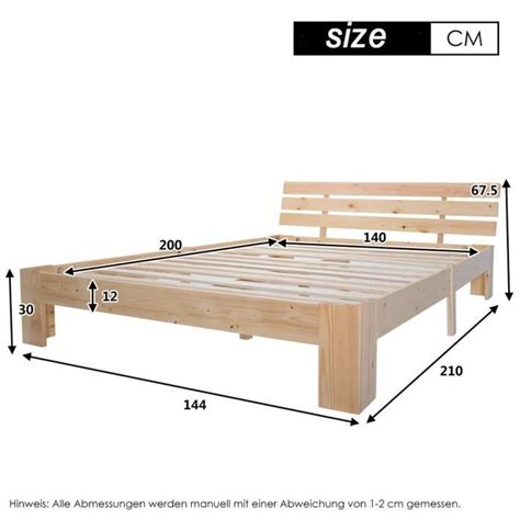 Lit Adulte En Bois Massif Modernluxe X Cm Naturel Sommier