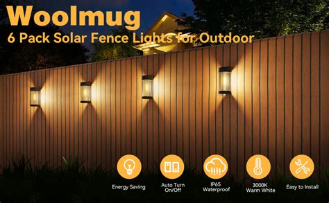 Woolmug Pack Solar Fence Lights Outdoor Garden Solar Lights Outdoor