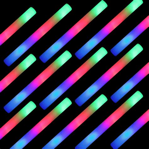 SHQDD Bulk Glow Sticks, 50 Pack LED Foam Sticks with 3 Modes Colorful ...