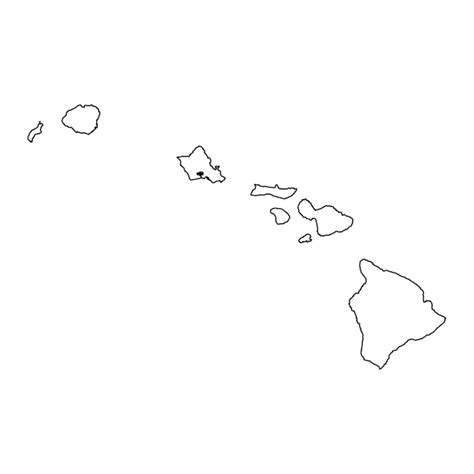 Mapa del estado de hawaii con islas ilustración vectorial Vector Premium