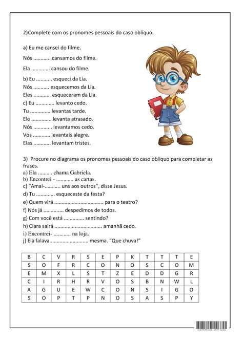 Atividades Pronomes Pessoais Do Caso Retos E Oblíquos 4o Ano