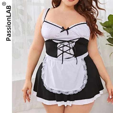 PassionLAB Cosplay Maid Temptation Stage Sexy Lace Maid Costume Halter