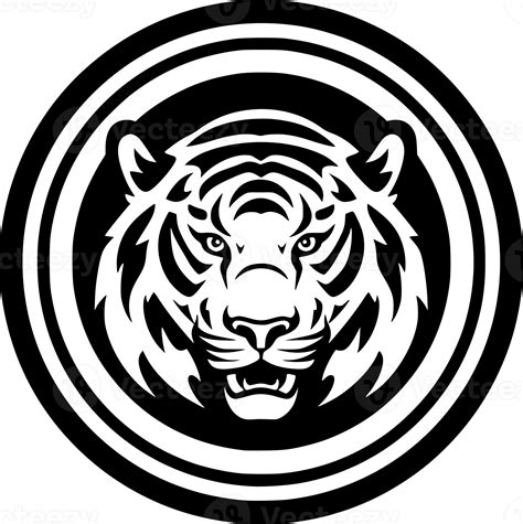 Tiger Head Logo In Monochrome Style Black Color Ai Generative Image