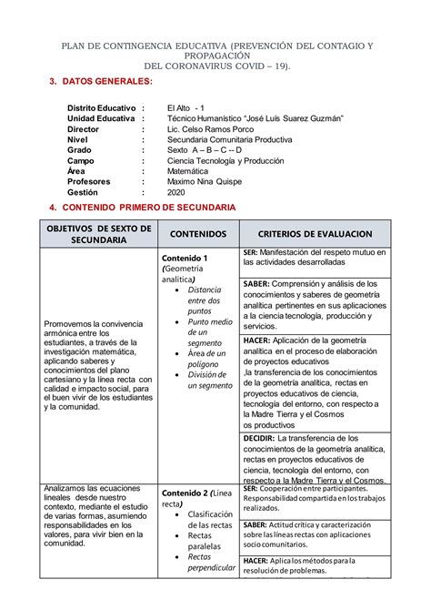 Plan De Priorizaci N De Contenidos Curriculares Pdf