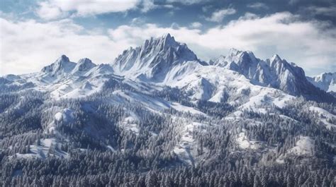 Premium Photo | A snowy mountain range with a snowy mountain in the ...