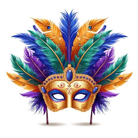 A Carnival Mask With Feathers On A Yellow Background Mardi Gras Mask