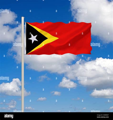 The flag of East Timor, Timor-Leste, country in Asia, studio Stock ...