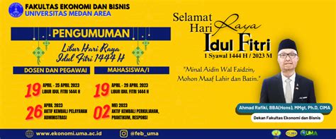 Pengumuman Libur Menyambut Hari Raya Idul Fitri 1444 H • Fakultas Ekonomi Terbaik Di Sumut