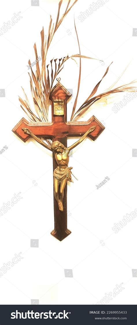 Crucifix Jesus Christ Palm Leaves Christian Stock Photo