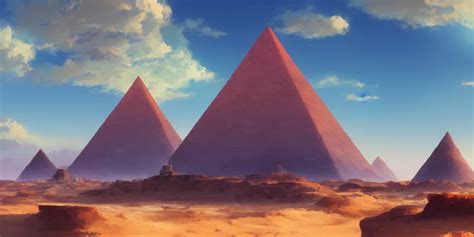 A Stunning Desert Landscape With A Towering Pyramid On Stable