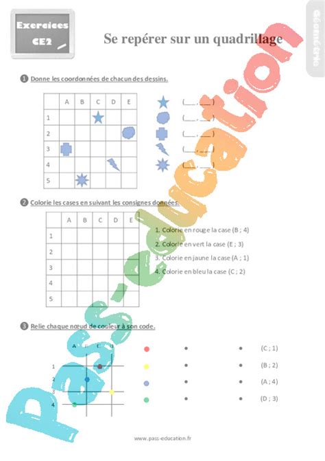 Se Rep Rer Sur Un Quadrillage Exercices R Visions Eme Primaire