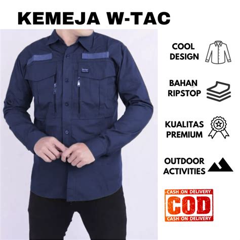 Jual Kemeja Tactical W Tac Lengan Panjang Outdoor Pria Wanita Bahan