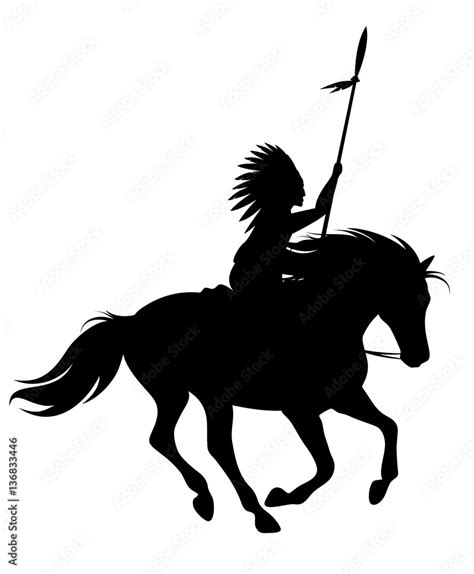 Native American On Horse Silhouette