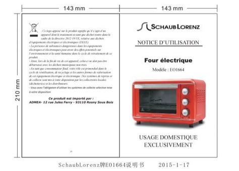 Schaub Lorenz Mini Four Schaub Lorenz EO1664 ROUGE Notice