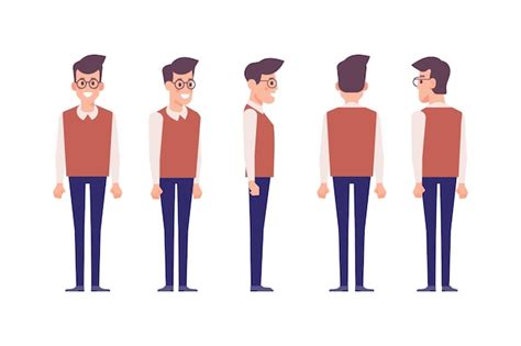 Premium Vector Man Male Guy Front Side Back View Flat Vector