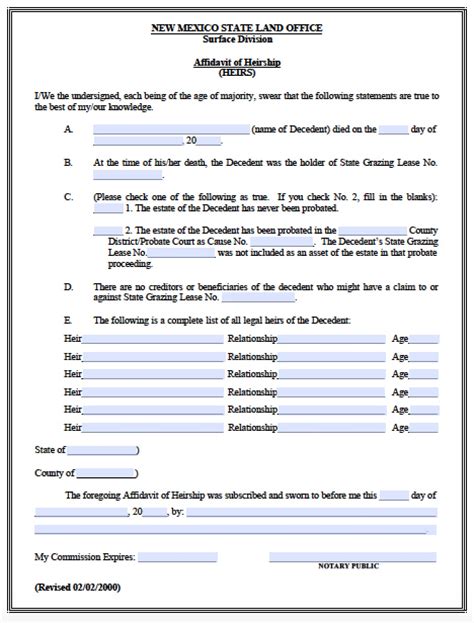 Free New Mexico Small Estate Affidavit Form Pdf Word