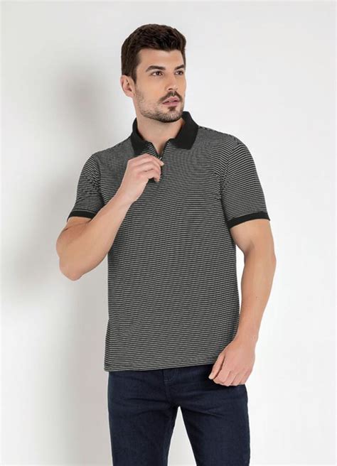 Camisa Polo Listrada Zíper Cia Gota Multimarcas