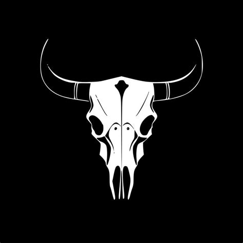 Cow Skull Black And White Vector Illustration Vector Art At