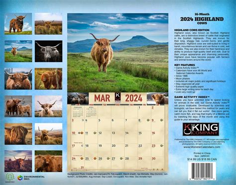 Highland Cows Wall Calendar The King Company