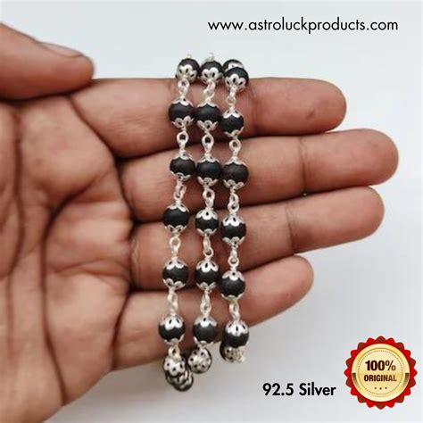 Buy Online Karungali Mala Silver With Silver Cap | Astro Luck Products