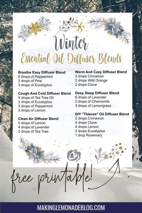 Best Winter Essential Oil Diffuser Recipes With Free Printable