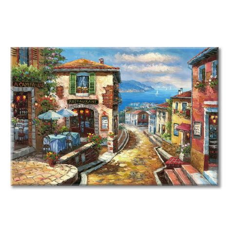 UTOP-art Italian Cityscape Abstract Wall Art Artwork: Mediterranean ...