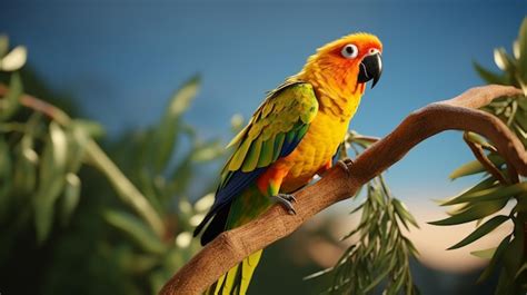 Premium AI Image | Gorgeous Sun Conure Parrot Perched