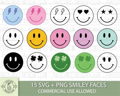 Smile Svg Bundle Smile Svg Happy Face Svg Cute Smile Face Etsy