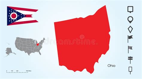 Mapa De Los Estados Unidos Con El Estado De Ohio Seleccionado Y La