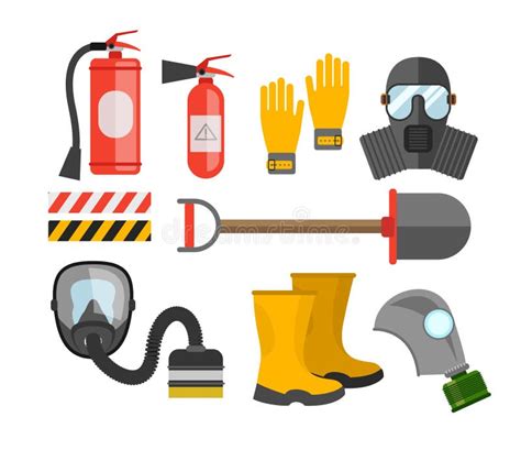 Safety Equipment Vector Set Fire Protection And Fire Stock Vector