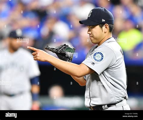 Seattle Mariners Starting Pitcher Yusei Kikuchi Reacts During The Major League Baseball Game