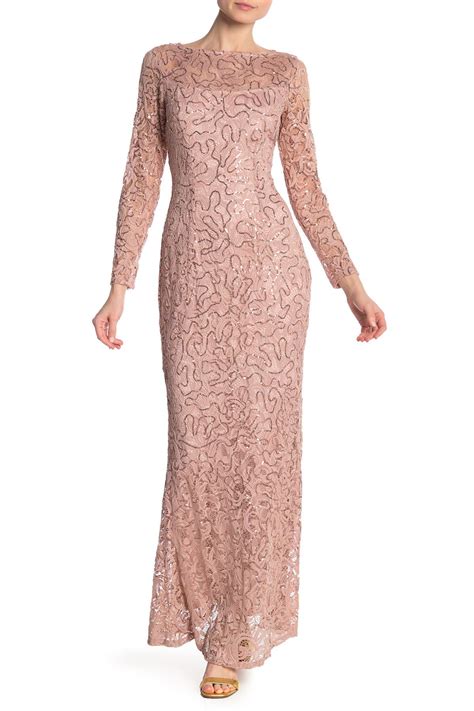 Marina Sequin Lace Long Sleeve Gown Nordstrom Rack