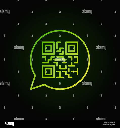 Green Qr Code In Speech Bubble Vector Linear Icon Or Symbol On Dark