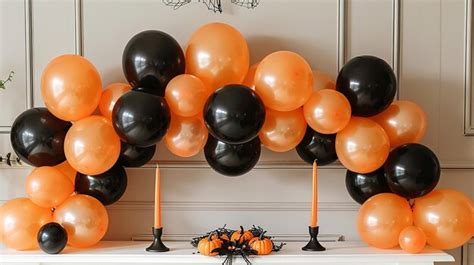 Orange And Black Balloon Arch Garland Kit Premium AI Generated Image