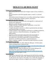 4.3.2 Career Journal Molecular Biologist .docx - MOLECULAR BIOLOGIST ...