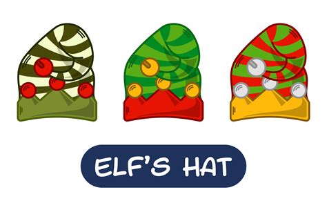 Cartoon Elf Hat Illustration Set Of Variation Colors Eps 10 Vector