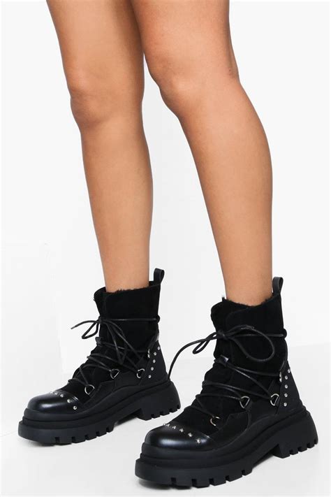 Chunky Boots Chunky Heel Boots Boohoo Uk