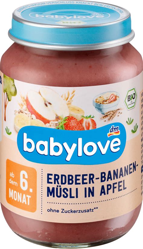 babylove Frucht Getreide Erdbeer Bananen Müsli in Apfel ab dem 6