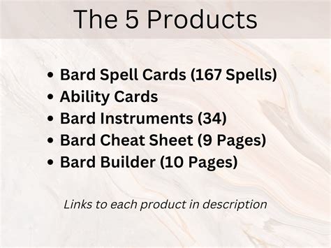 Bard Bundle Dnd Bard Pack Bard Spell Cards Bard Etsy