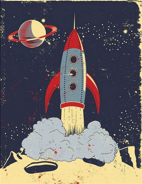 Retro Rocket Ship Posters