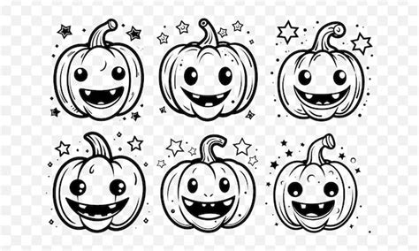 Halloween Pumpkin Outline Doodle Sketch Vector Set Collection Premium