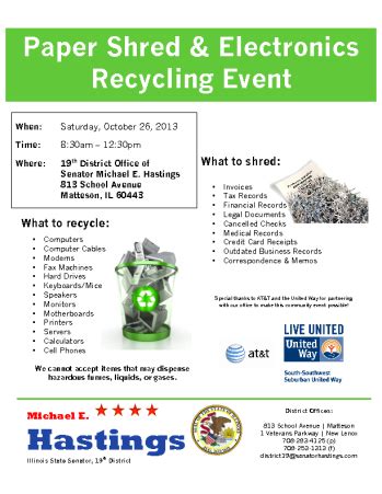 Free Community Paper Shredding Electronics Recycling Day Oak Forest