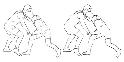 Premium Vector | Silhouette outline athletes wrestlers wrestling duel ...