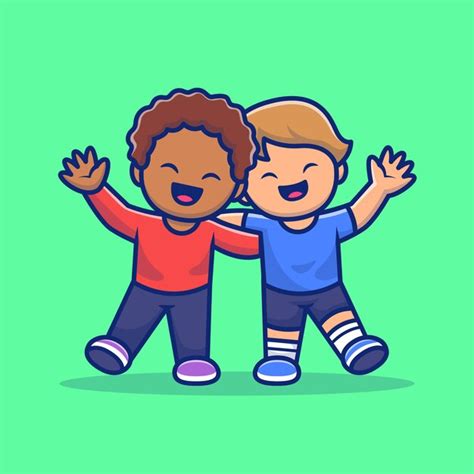 Ni Os Lindos Con Ilustraci N De Icono De Dibujos Animados De Color De