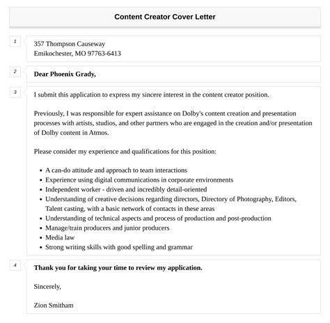 Content Creator Cover Letter Velvet Jobs