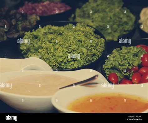 Salad bar buffet in a restaurant Stock Photo - Alamy